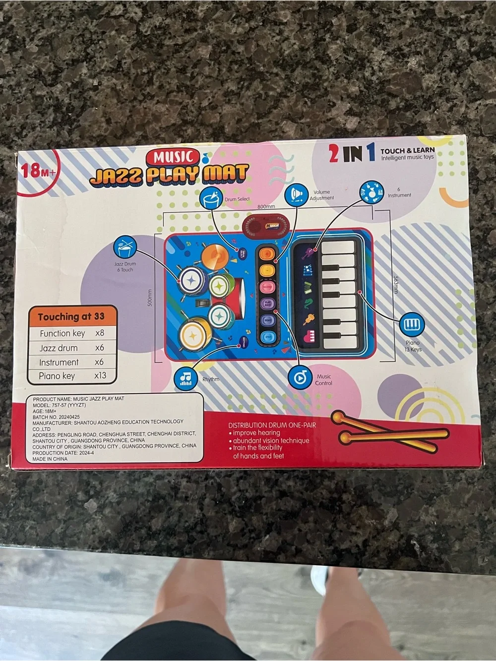 Music Jazz Play Mat 2-in-1 Touch & Learn Kids Toy - Blue